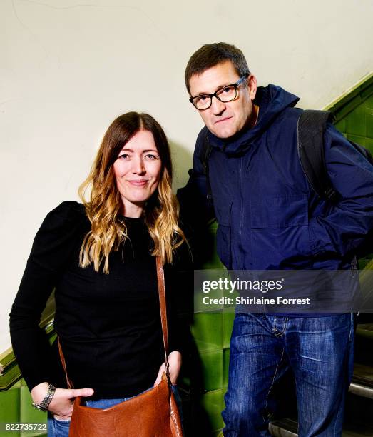 Paul Heaton and Jacqui Abbott pose backstage after performing live and signing copies of their new album 'Crooked Calypso' during an in-store session...