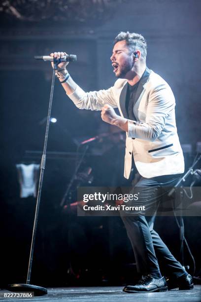 Miguel Poveda performs on stage during the 'Miguel Poveda & Amigos' Gala at Gran Teatre del Liceu on July 25, 2017 in Barcelona, Spain.