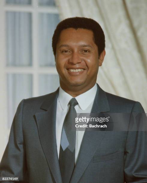 Portrait of Haitian President Jean-Claude Duvalier, Port au Prince, Haiti, 1984. Known as 'Baby Doc,' Duvalier ruled Haiti from 1971 to 1986, when...