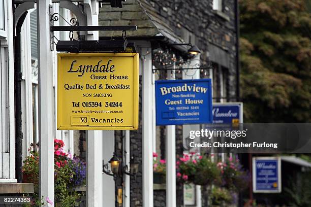 Bed and breakfast guest house, in Ambleside in the Englaish lake District, shows it has no vacancies as many Brits holiday in the UK this year due to...