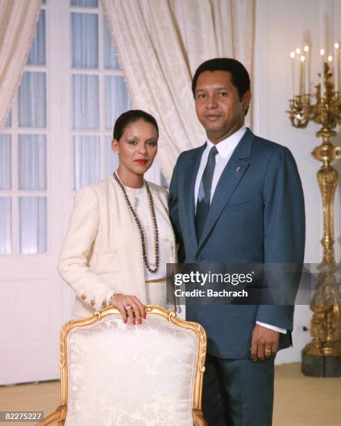 Portrait of Haitian President Jean-Claude Duvalier and his wife, Michele Bennett Pasquet, Port au Prince, Haiti, 1984. Known as 'Baby Doc,' Duvalier...