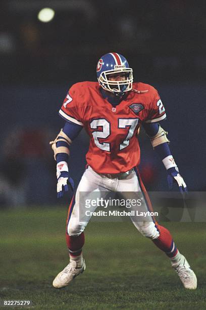 Steve Atwater of the Denver Broncos during a NFL football game against the Washington Redskins on October 12, 1992 at RFK Stadium in Washington D.C.