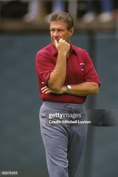 Joe Bugel, head coach of the Phoenix Cardinals, before a NFL football game against the Philadelphia Eagles on September 16, 1990 at Veterans Stadium...