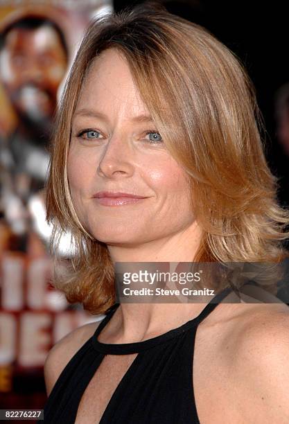 Jodie Foster arrives at the Los Angeles Premiere Of "Tropic Thunder" at the Mann's Village Theater on August 11, 2008 in Los Angeles, California.