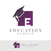 education initial Letter E icon design