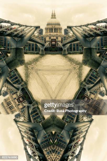 abstract image: kaleidoscopic image of millennium bridge in london, uk - millennium bridge londra foto e immagini stock