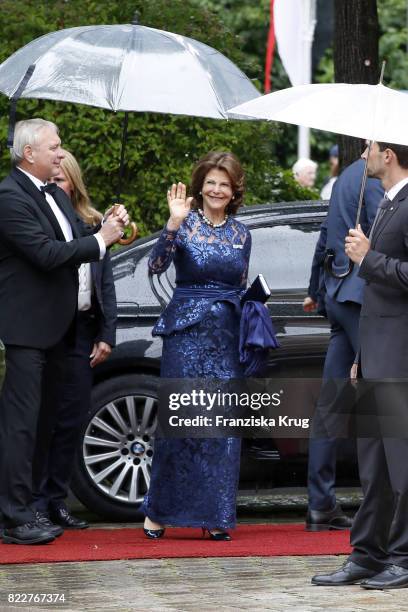 Queen Silvia of Sweden attends the Bayreuth Festival 2017 Opening on July 25, 2017 in Bayreuth, Germany.