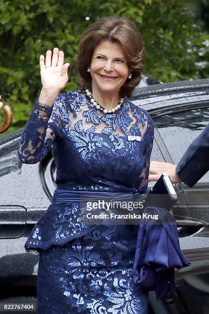 Queen Silvia of Sweden attends the Bayreuth Festival 2017 Opening on July 25, 2017 in Bayreuth, Germany.