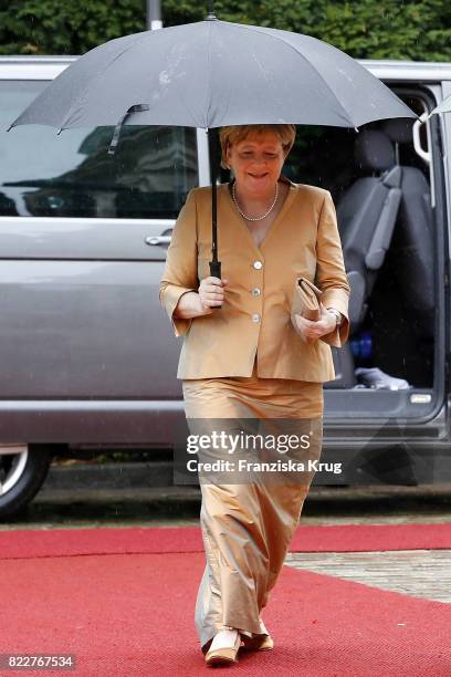 German chancellor Angela Merkel attends the Bayreuth Festival 2017 Opening on July 25, 2017 in Bayreuth, Germany.