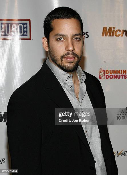 Illusionist c attends "A Salute To Our troops" ceremony hosted by Microsoft Corporation and the United Service Organizations at The Rainbow Room on...