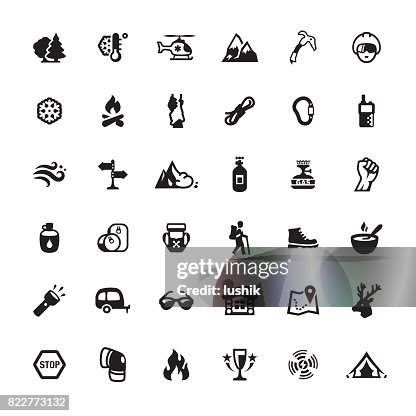Bergbeklimmen icons set Bergbeklimmen icons set