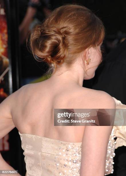 Amy Adams arrives at the Los Angeles Premiere Of "Tropic Thunder" at the Mann's Village Theater on August 11, 2008 in Los Angeles, California.