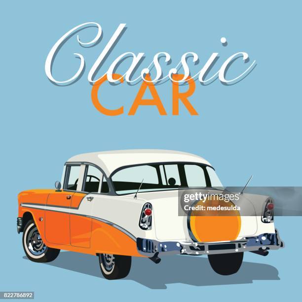 stockillustraties, clipart, cartoons en iconen met amerikaanse auto - klassieke auto