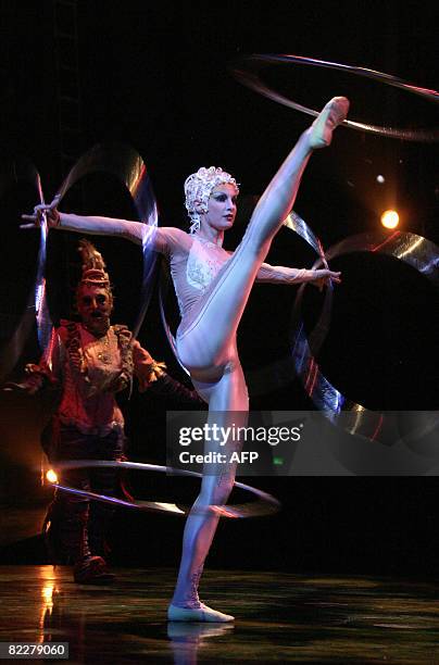 Artists perform during a Cirque Du Soleil show in Santiago on August 12, 2008. Cirque Du Soleil's traveling show Alegria is in Chile during the month...