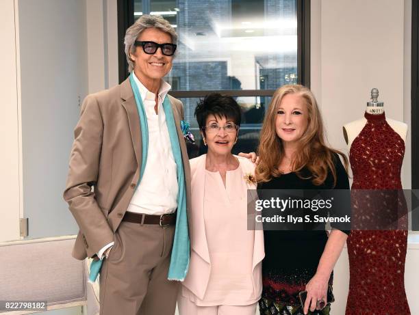 Tony Tune, Chita Rivera, and Randi Rahm pose during the Chita Rivera Awards Hosts Cocktails And Couture at Randi Rahm Atelier on July 25, 2017 in New...