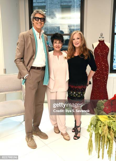 Tony Tune, Chita Rivera, and Randi Rahm pose during the Chita Rivera Awards Hosts Cocktails And Couture at Randi Rahm Atelier on July 25, 2017 in New...