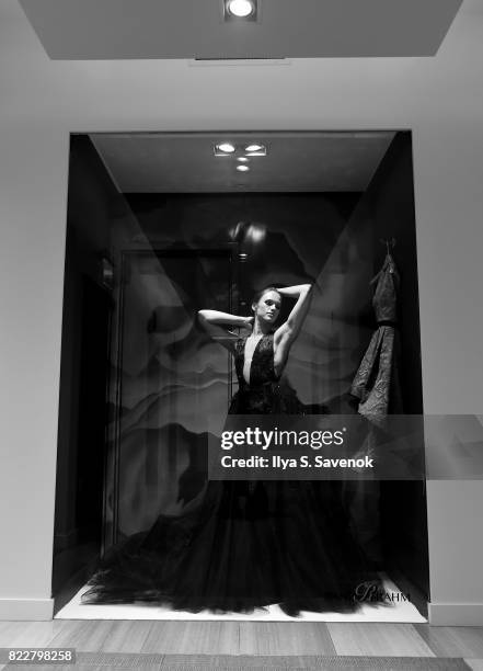 Models pose during the Chita Rivera Awards Hosts Cocktails And Couture at Randi Rahm Atelier on July 25, 2017 in New York City.