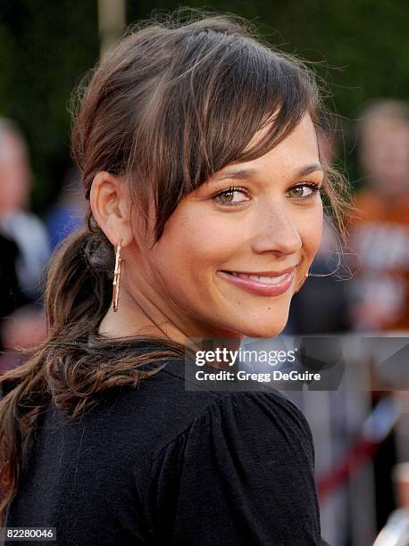 Actress Rashida Jones arrives at the Los Angeles Premiere Of "Tropic Thunder" at the Mann's Village Theater on August 11, 2008 in Los Angeles,...