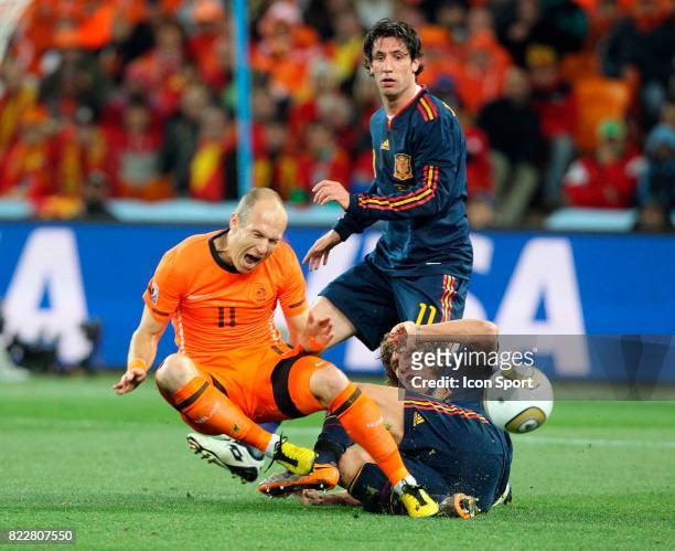 Arjen Robben / Joan Capdevila / Carles Puyol - - Espagne / Pays Bas - Finale Coupe du Monde 2010 - Soccer City - Johannesbourg,