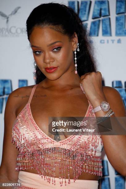 Rihanna attends "Valerian et la Cite desMille Planetes" Paris Premiere at La Cite Du Cinema on July 25, 2017 in Saint-Denis, France.