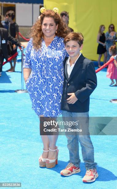 Actress Marissa Jaret Winokur and son Zev Isaac Miller attend the premiere of Columbia Pictures and Sony Pictures Animation's 'The Emoji Movie' at...