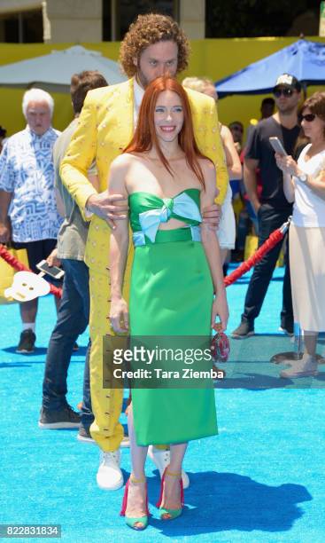 Actor T.J. Miller and wife Kate Gorney attend the premiere of Columbia Pictures and Sony Pictures 'The Emoji Movie' at Regency Village Theatre on...
