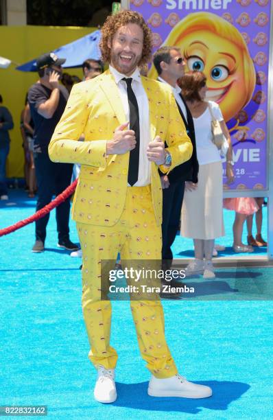 Actor T. J. Miller attends the premiere of Columbia Pictures and Sony Pictures Animation's 'The Emoji Movie' at Regency Village Theatre on July 23,...