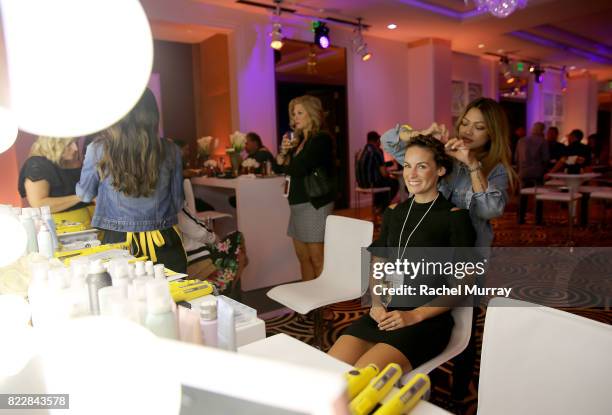 View of guest at the Drybar stations during the TCA party at the AT&T AUDIENCE Network premiere of "Mr. Mercedes" at The Waldorf Astoria Beverly...