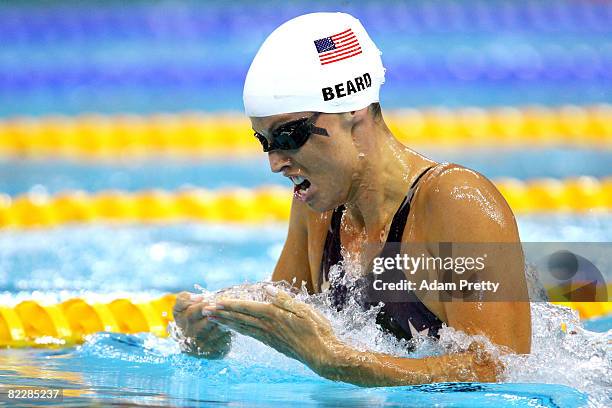 Amanda Beard of the United States competes in the Women's 200m Breaststroke Heat 4 held at the National Aquatics Center on Day 5 of the Beijing 2008...