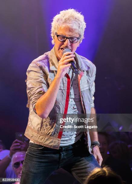 Kevin Cronin of REO Speedwagon performs at DTE Energy Music Theater on July 25, 2017 in Clarkston, Michigan.