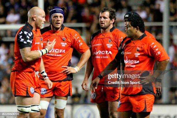 Kristian CHESNEY / Christophe SAMSON / Carl HAYMAN / Tevita TAUMOEPEAU - - Toulon / Stade Francais - Match de preparation - Toulon,