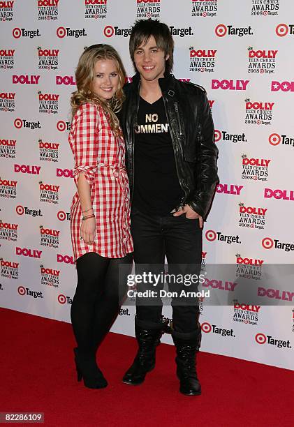 Actress Pippa Black and singer Dean Geyer arrive for the third annual Dolly Teen Choice Awards at Luna Park on August 13, 2008 in Sydney, Australia.