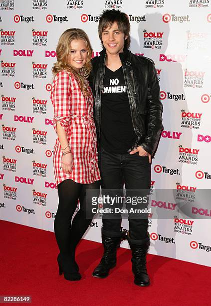Actress Pippa Black and singer Dean Geyer arrive for the third annual Dolly Teen Choice Awards at Luna Park on August 13, 2008 in Sydney, Australia.