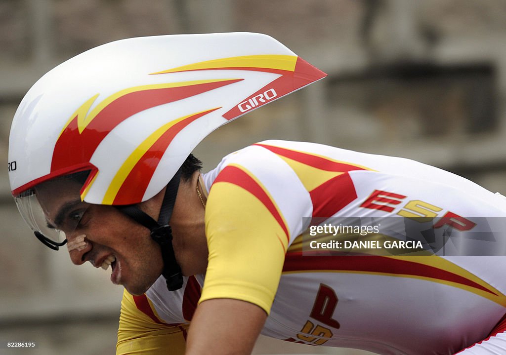 Alberto Contador of Spain competes to pl