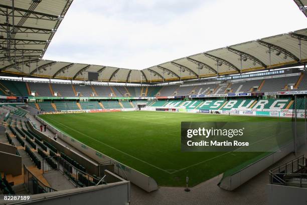 General view of the Volkswagen Arena is seen on August 13, 2008 in Wolfsburg, Germany. Officials from DFB and FIFA are touring Germany to inspect...