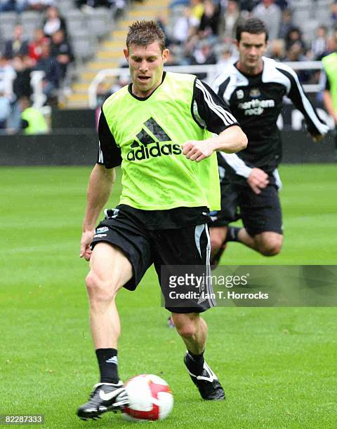 James Milner during a Newcastle United open-day training session at St James' Park on August 13, 2008 in Newcastle, England.