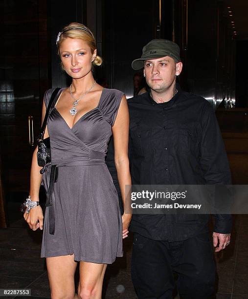 Paris Hilton and Benji Madden visit Nobu 57 on August 12, 2008 in New York City.