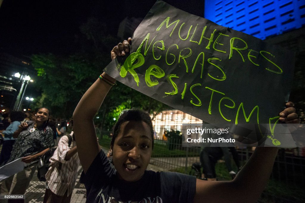 Black and Indigenous protest against racism in Sao Paulo