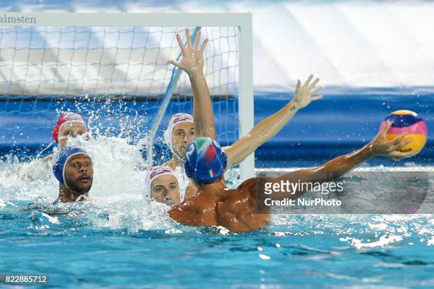 Francesco Di Fulvio , in action during the quarterfinal of the men's water polo game Croatia v Italy of the FINA World Championships at Budapest,...