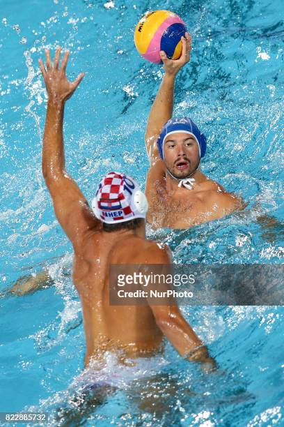 Ivan Krapic , Pietro Figlioli , in action during the quarterfinal of the men's water polo game Croatia v Italy of the FINA World Championships at...
