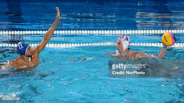 Matteo Aicardi , Maro Jokovic , in action during the quarterfinal of the men's water polo game Croatia v Italy of the FINA World Championships at...