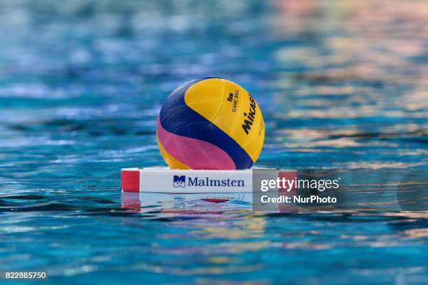 The ball of the quarterfinal of the men's water polo match between Hungary and Russia at the 17th FINA World Championships in Budapest.