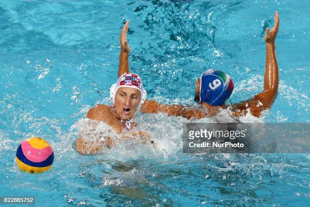 Sandro Sukno , Vicenzo Renzuto Iodice , in action during the quarterfinal of the men's water polo game Croatia v Italy of the FINA World...