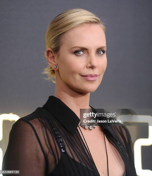 Actress Charlize Theron attends the premiere of "Atomic Blonde" at The Theatre at Ace Hotel on July 24, 2017 in Los Angeles, California.