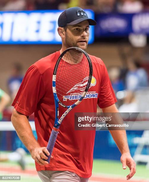 Tennis player Andy Roddick attends the 2017 Mylan World TeamTennis New York Empire vs Philadelphia Freedoms match at Michael J. Hagan Arena at St....