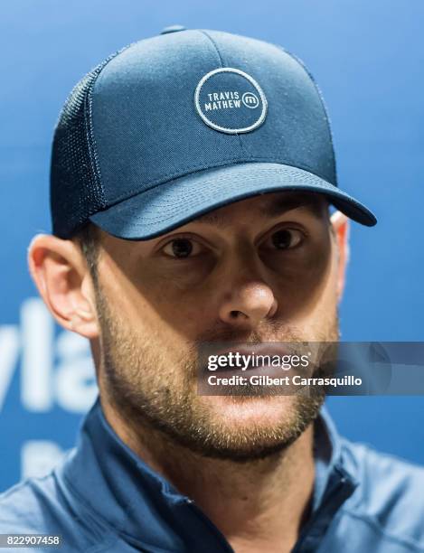 Tennis player Andy Roddick holds a press conference during the 2017 Mylan World TeamTennis New York Empire vs Philadelphia Freedoms match at Michael...