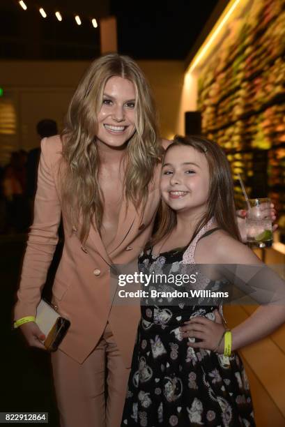 Actors Natalie Sharp and Maddie Dixon-Poirier attend the party for the screening of "Mr. Mercedes" during the AT&T AUDIENCE Network Summer TCA Panels...