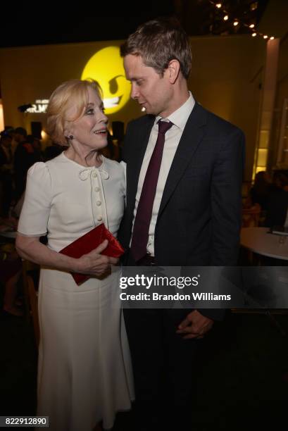 Actor Holland Taylor and a guest attend the party for the screening of "Mr. Mercedes" during the AT&T AUDIENCE Network Summer TCA Panels at The...