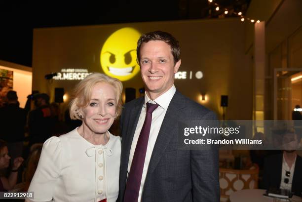 Actor Holland Taylor and a guest attend the party for the screening of "Mr. Mercedes" during the AT&T AUDIENCE Network Summer TCA Panels at The...