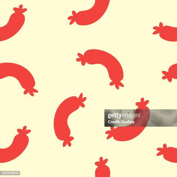 sausage seamless pattern - packing lunch stock illustrations